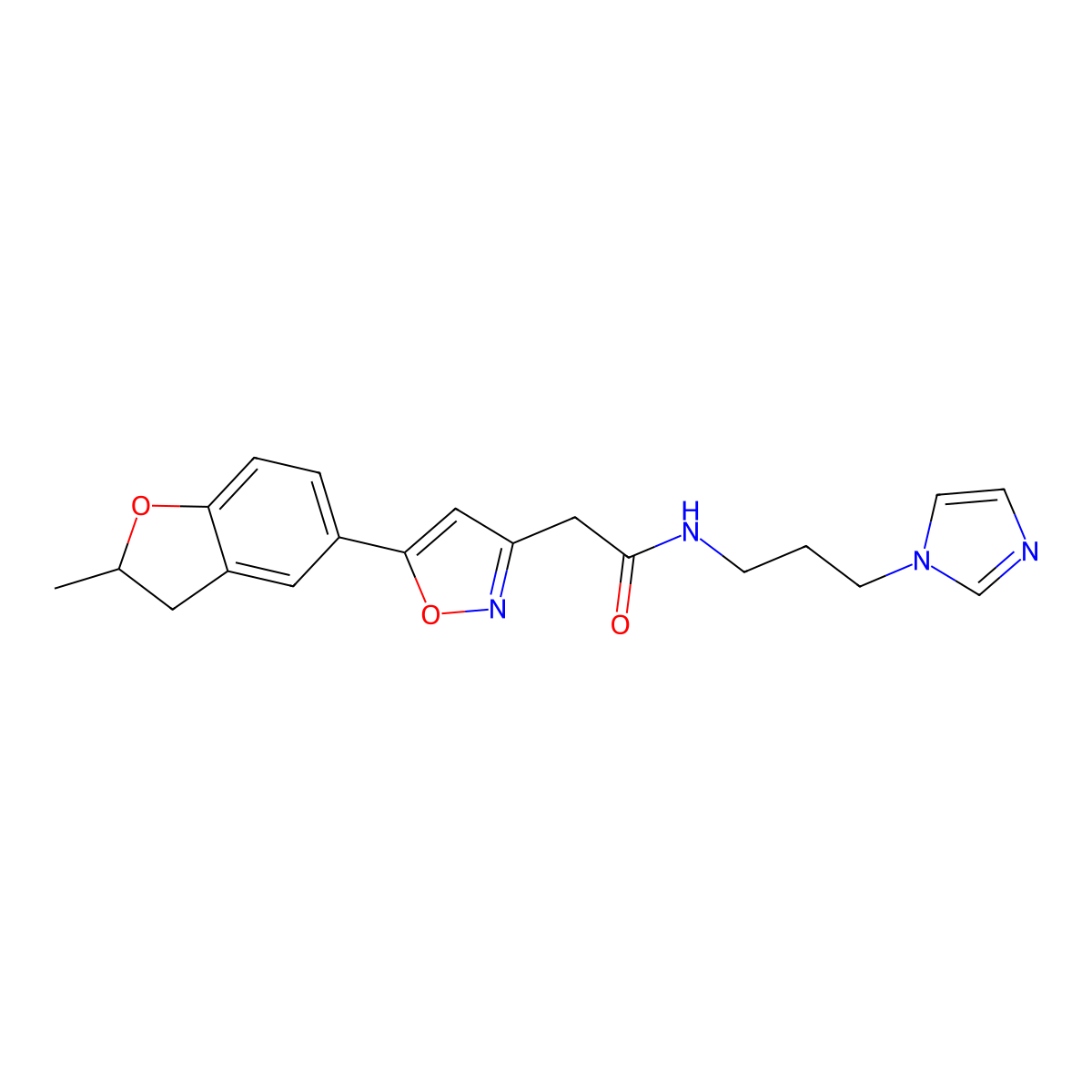 N-(3-(1H-imidazol-1-yl)propyl)-2-(5-(2-methyl-2,3-dihydrobenzofuran-5-yl)isoxazol-3-yl)acetamide molecular structure, CAS 1203071-63-9
