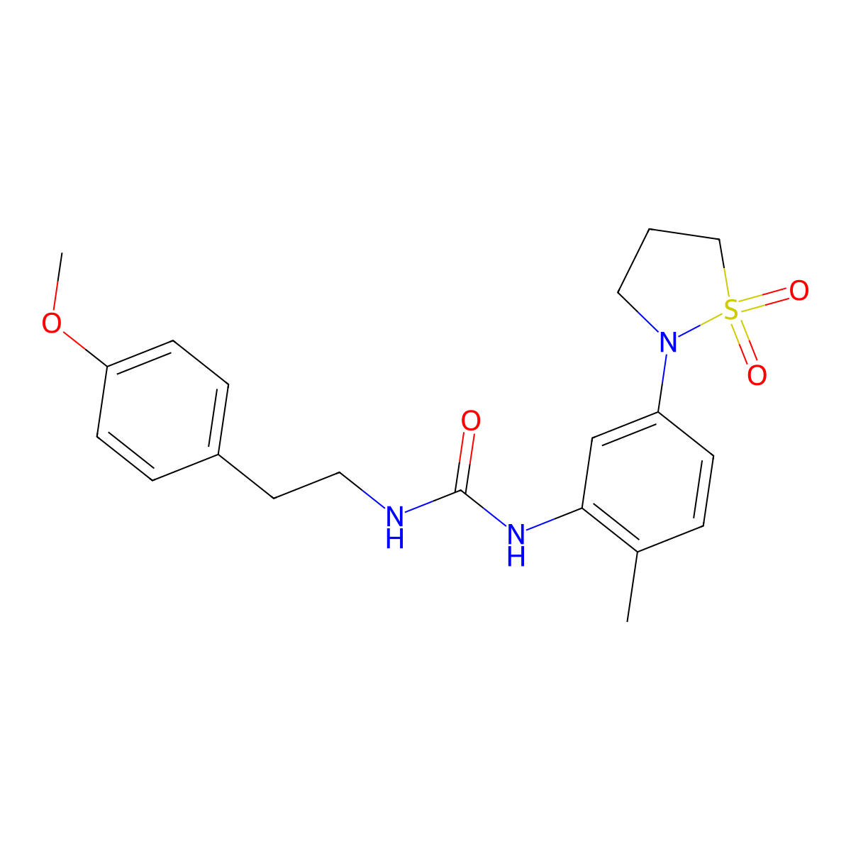 1-(5-(1,1-Dioxidoisothiazolidin-2-yl)-2-methylphenyl)-3-(4-methoxyphenethyl)urea molecular structure, CAS 1203071-65-1