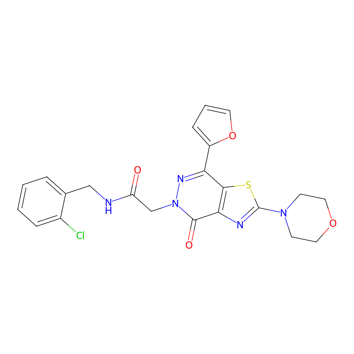 N-(2-chlorobenzyl)-2-(7-(furan-2-yl)-2-morpholino-4-oxothiazolo[4,5-d]pyridazin-5(4H)-yl)acetamide molecular structure, CAS 1203071-66-2