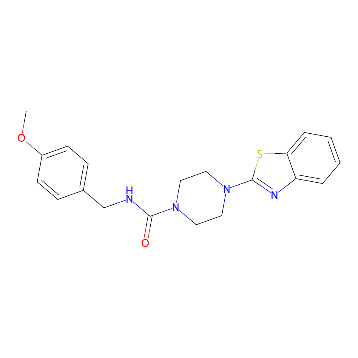 4-(benzo[d]thiazol-2-yl)-N-(4-methoxybenzyl)piperazine-1-carboxamide molecular structure, CAS 1203071-78-6