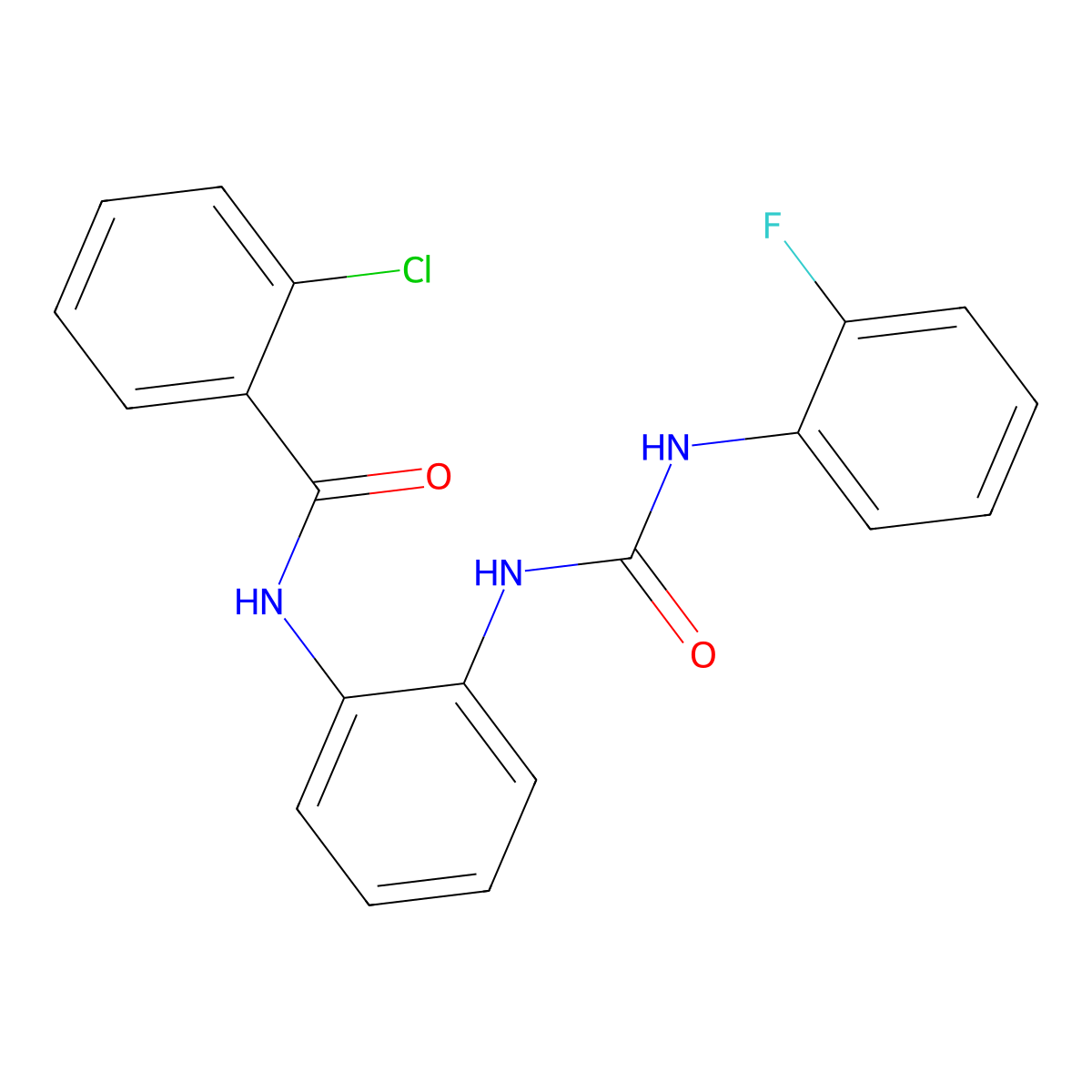2-chloro-N-(2-(3-(2-fluorophenyl)ureido)phenyl)benzamide molecular structure, CAS 1203072-03-0