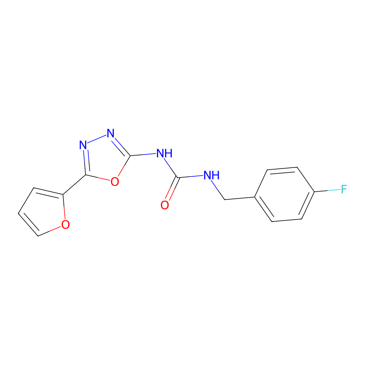 1-(4-Fluorobenzyl)-3-(5-(furan-2-yl)-1,3,4-oxadiazol-2-yl)urea molecular structure, CAS 1203072-23-4