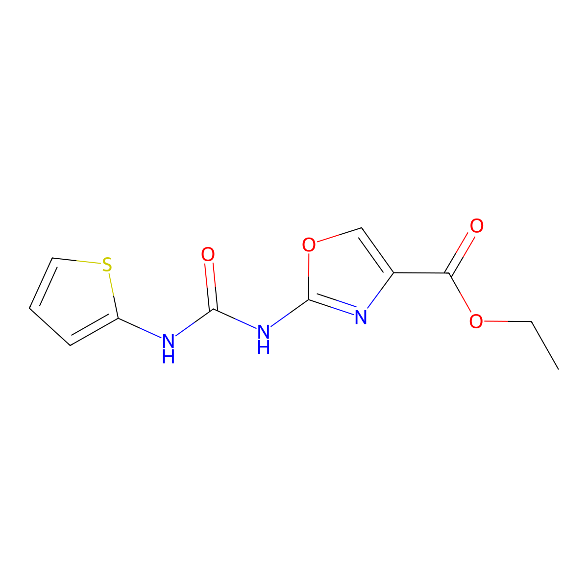 Ethyl 2-(3-(thiophen-2-yl)ureido)oxazole-4-carboxylate molecular structure, CAS 1203073-16-8