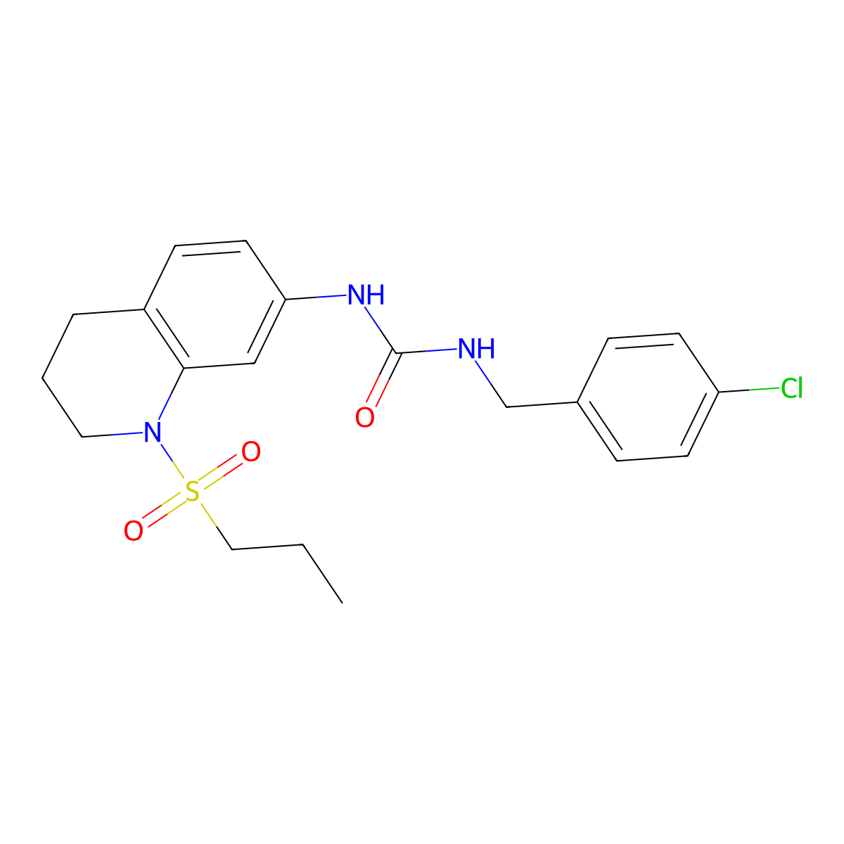 1-(4-Chlorobenzyl)-3-(1-(propylsulfonyl)-1,2,3,4-tetrahydroquinolin-7-yl)urea molecular structure, CAS 1203074-24-1