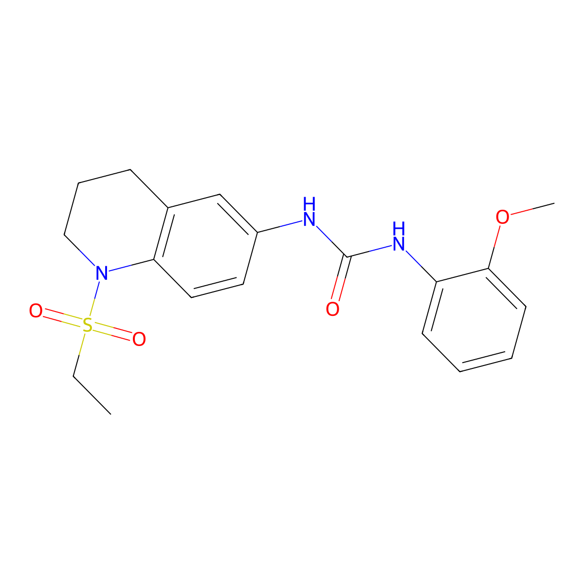 1-(1-(Ethylsulfonyl)-1,2,3,4-tetrahydroquinolin-6-yl)-3-(2-methoxyphenyl)urea molecular structure, CAS 1203074-25-2