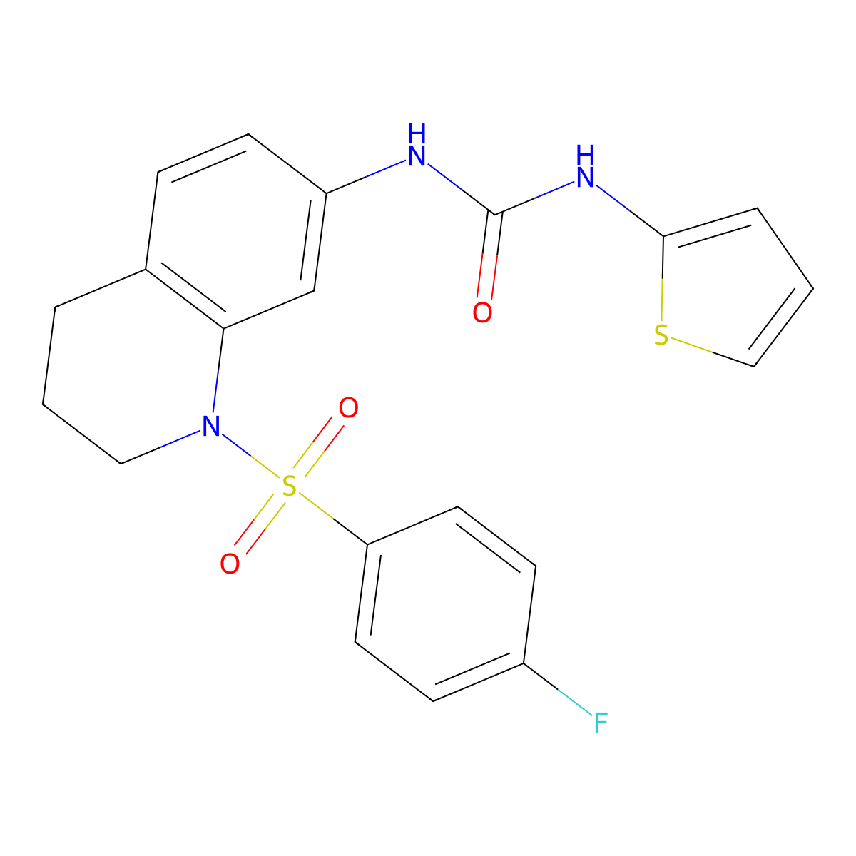 1-(1-((4-Fluorophenyl)sulfonyl)-1,2,3,4-tetrahydroquinolin-7-yl)-3-(thiophen-2-yl)urea molecular structure, CAS 1203074-53-6