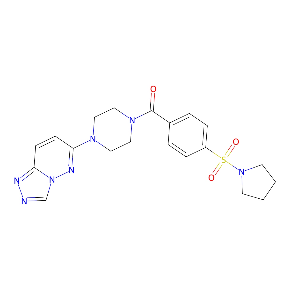 (4-([1,2,4]Triazolo[4,3-b]pyridazin-6-yl)piperazin-1-yl)(4-(pyrrolidin-1-ylsulfonyl)phenyl)methanone molecular structure, CAS 1203076-93-0