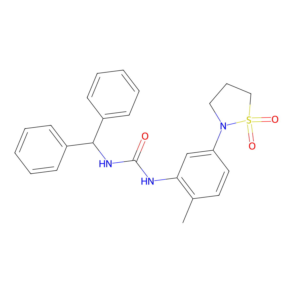 1-Benzhydryl-3-(5-(1,1-dioxidoisothiazolidin-2-yl)-2-methylphenyl)urea molecular structure, CAS 1203076-97-4
