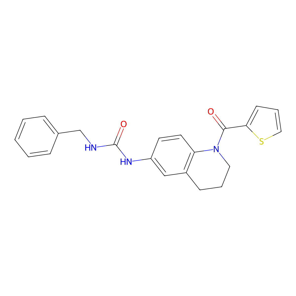 1-Benzyl-3-[1-(thiophene-2-carbonyl)-1,2,3,4-tetrahydroquinolin-6-yl]urea molecular structure, CAS 1203077-03-5