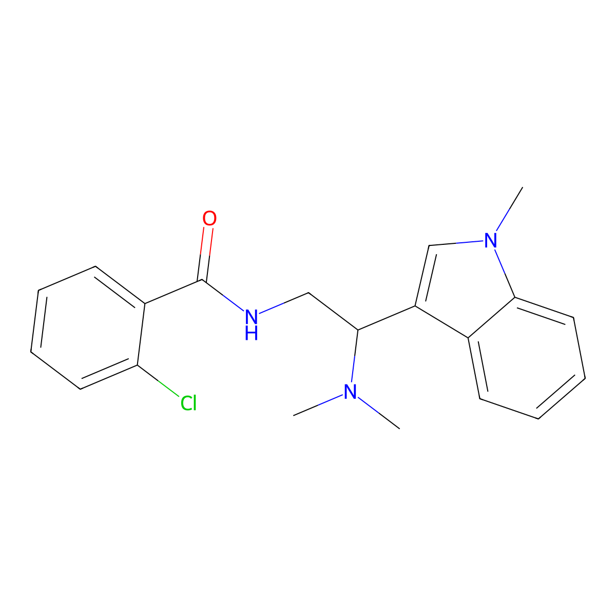 2-chloro-N-[2-(dimethylamino)-2-(1-methyl-1H-indol-3-yl)ethyl]benzamide molecular structure, CAS 1203077-13-7