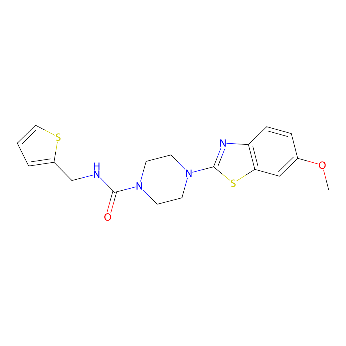 4-(6-methoxybenzo[d]thiazol-2-yl)-N-(thiophen-2-ylmethyl)piperazine-1-carboxamide molecular structure, CAS 1203078-94-7