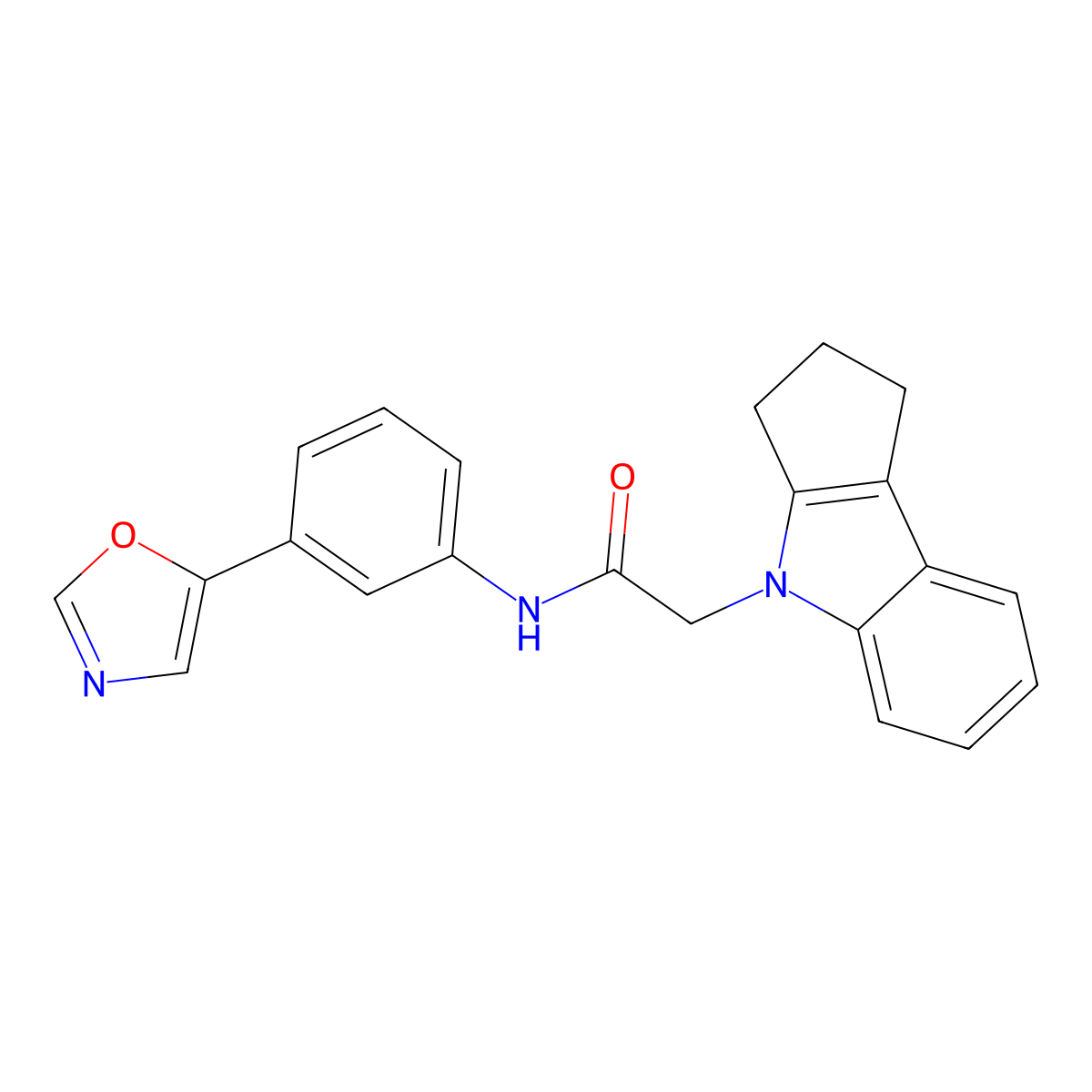 2-(2,3-dihydrocyclopenta[b]indol-4(1H)-yl)-N-(3-(oxazol-5-yl)phenyl)acetamide molecular structure, CAS 1203079-06-4
