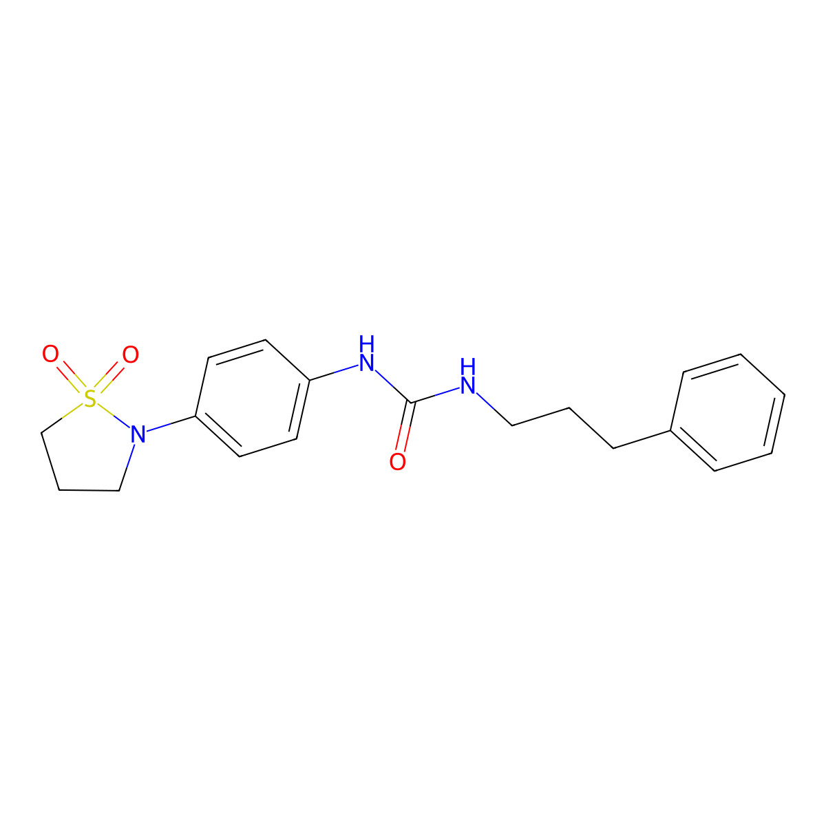 1-(4-(1,1-Dioxidoisothiazolidin-2-yl)phenyl)-3-(3-phenylpropyl)urea molecular structure, CAS 1203080-36-7