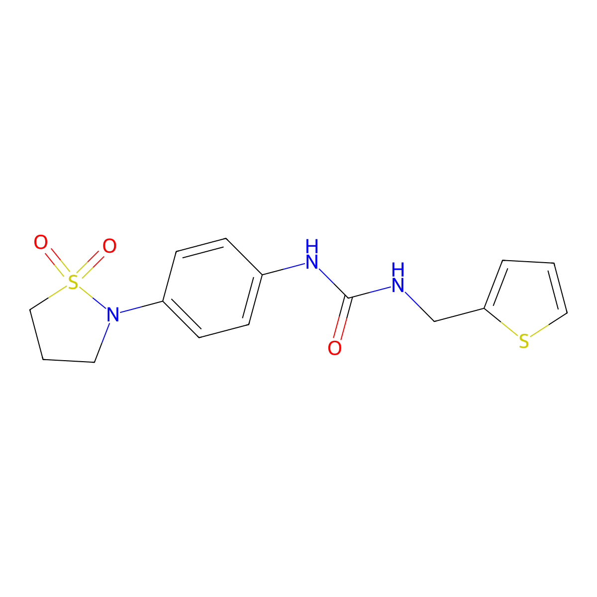 1-(4-(1,1-Dioxidoisothiazolidin-2-yl)phenyl)-3-(thiophen-2-ylmethyl)urea molecular structure, CAS 1203081-58-6
