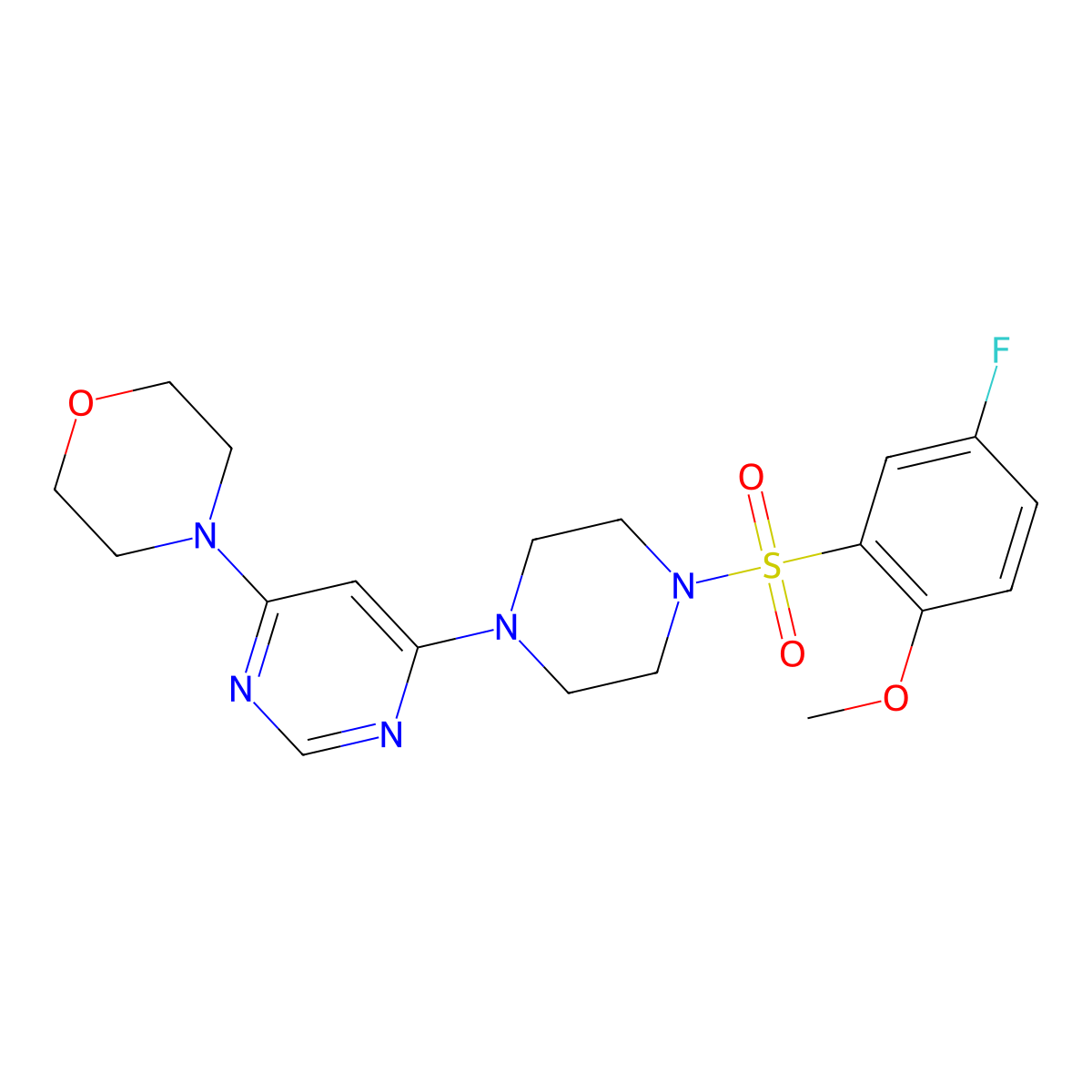 4-(6-(4-((5-Fluoro-2-methoxyphenyl)sulfonyl)piperazin-1-yl)pyrimidin-4-yl)morpholine molecular structure, CAS 1203081-85-9