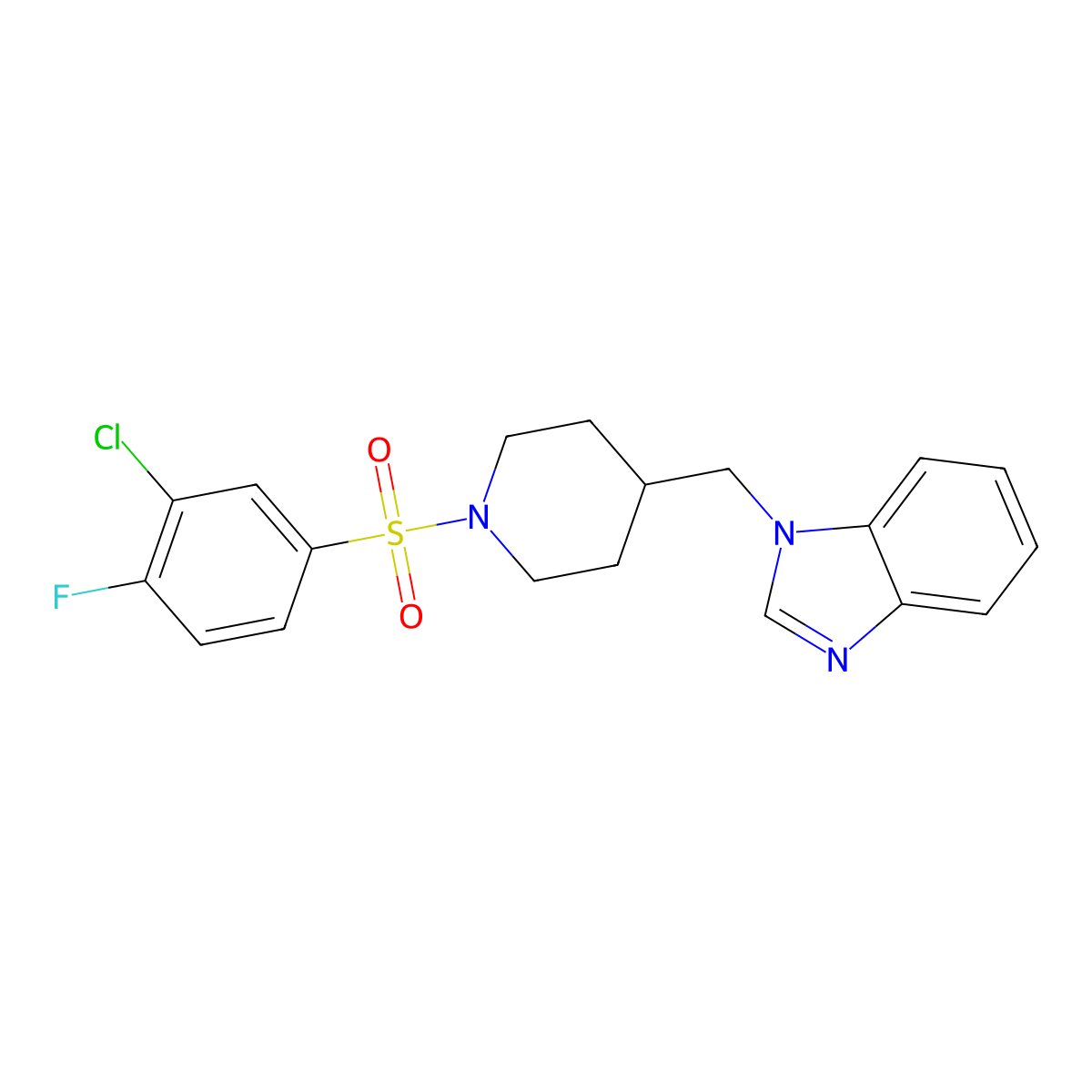 1-((1-((3-chloro-4-fluorophenyl)sulfonyl)piperidin-4-yl)methyl)-1H-benzo[d]imidazole molecular structure, CAS 1203081-95-1