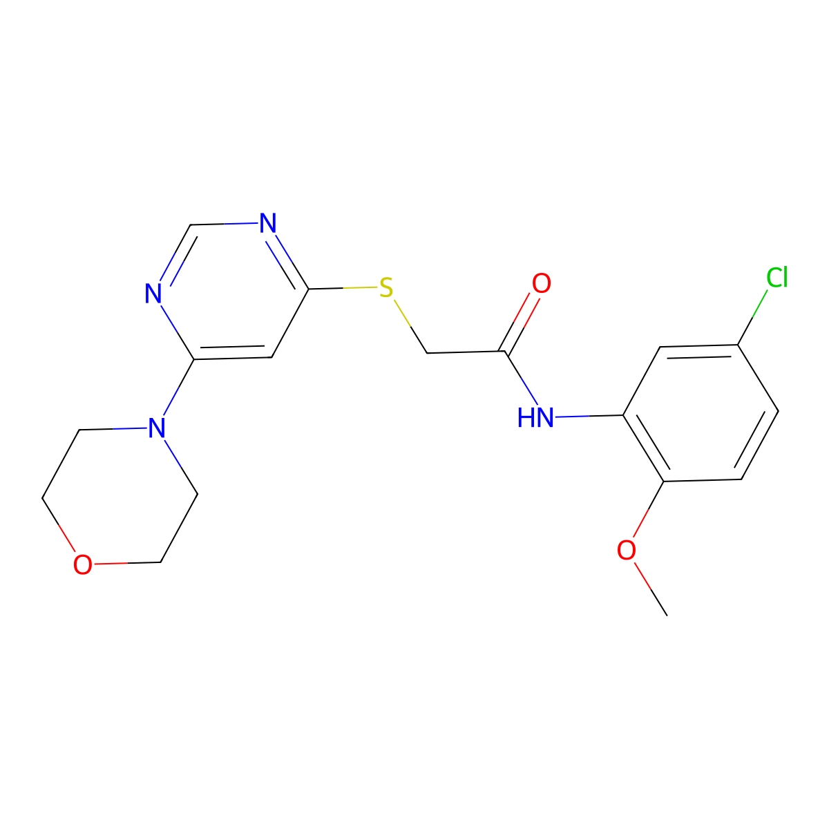 N-(5-chloro-2-methoxyphenyl)-2-((6-morpholinopyrimidin-4-yl)thio)acetamide molecular structure, CAS 1203083-28-6