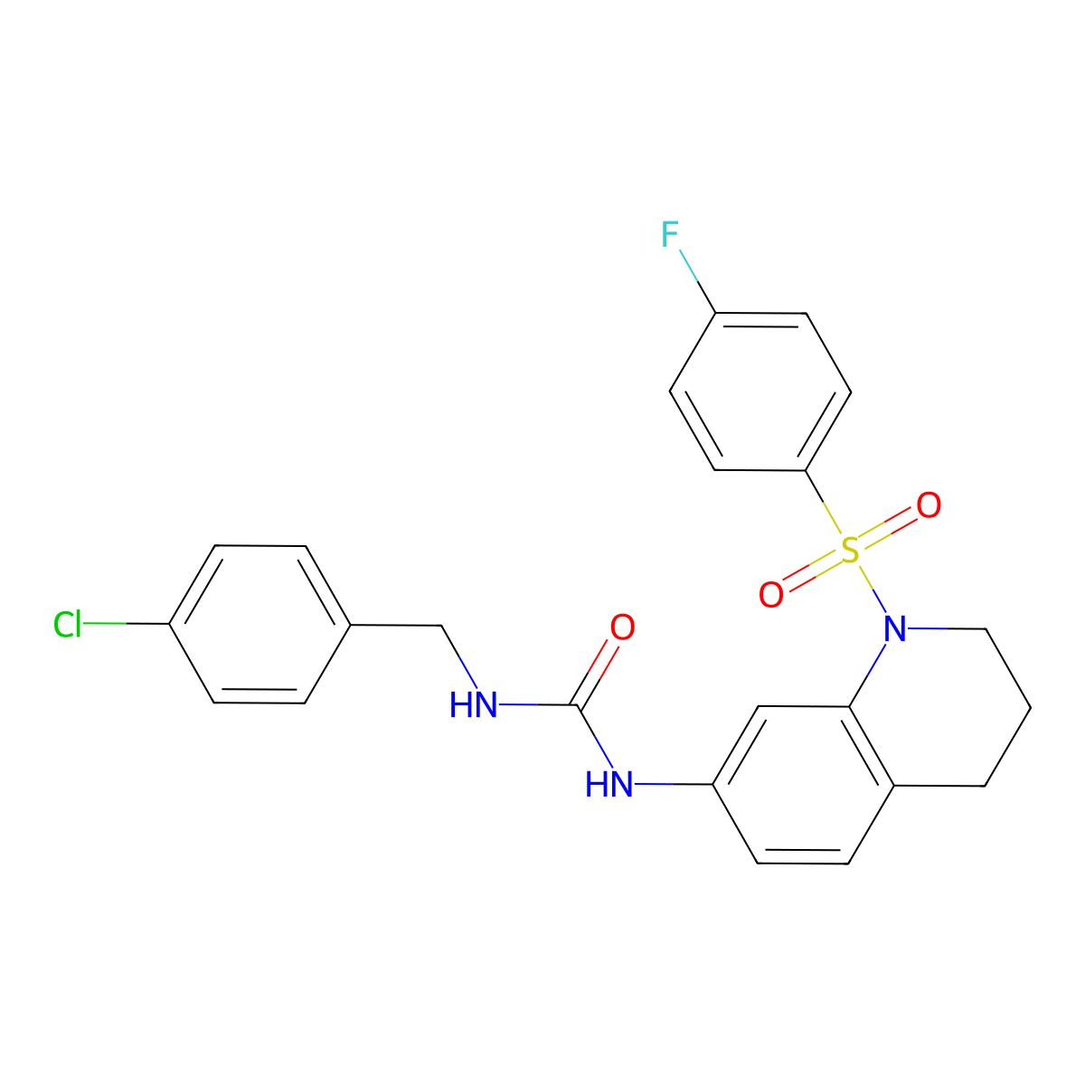 1-(4-Chlorobenzyl)-3-(1-((4-fluorophenyl)sulfonyl)-1,2,3,4-tetrahydroquinolin-7-yl)urea molecular structure, CAS 1203083-68-4