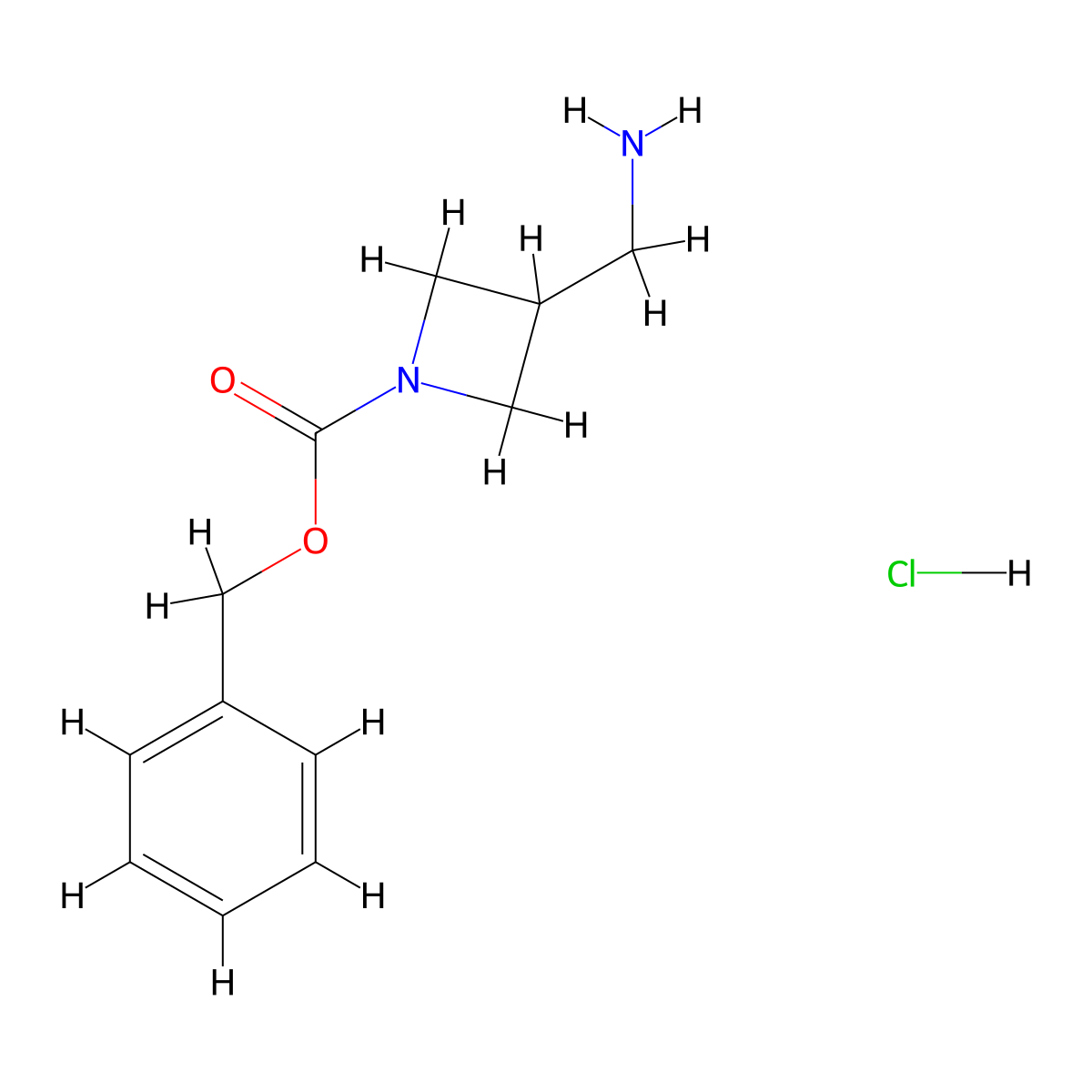 Benzyl 3-(aminomethyl)azetidine-1-carboxylate hydrochloride molecular structure, CAS 1203086-10-5