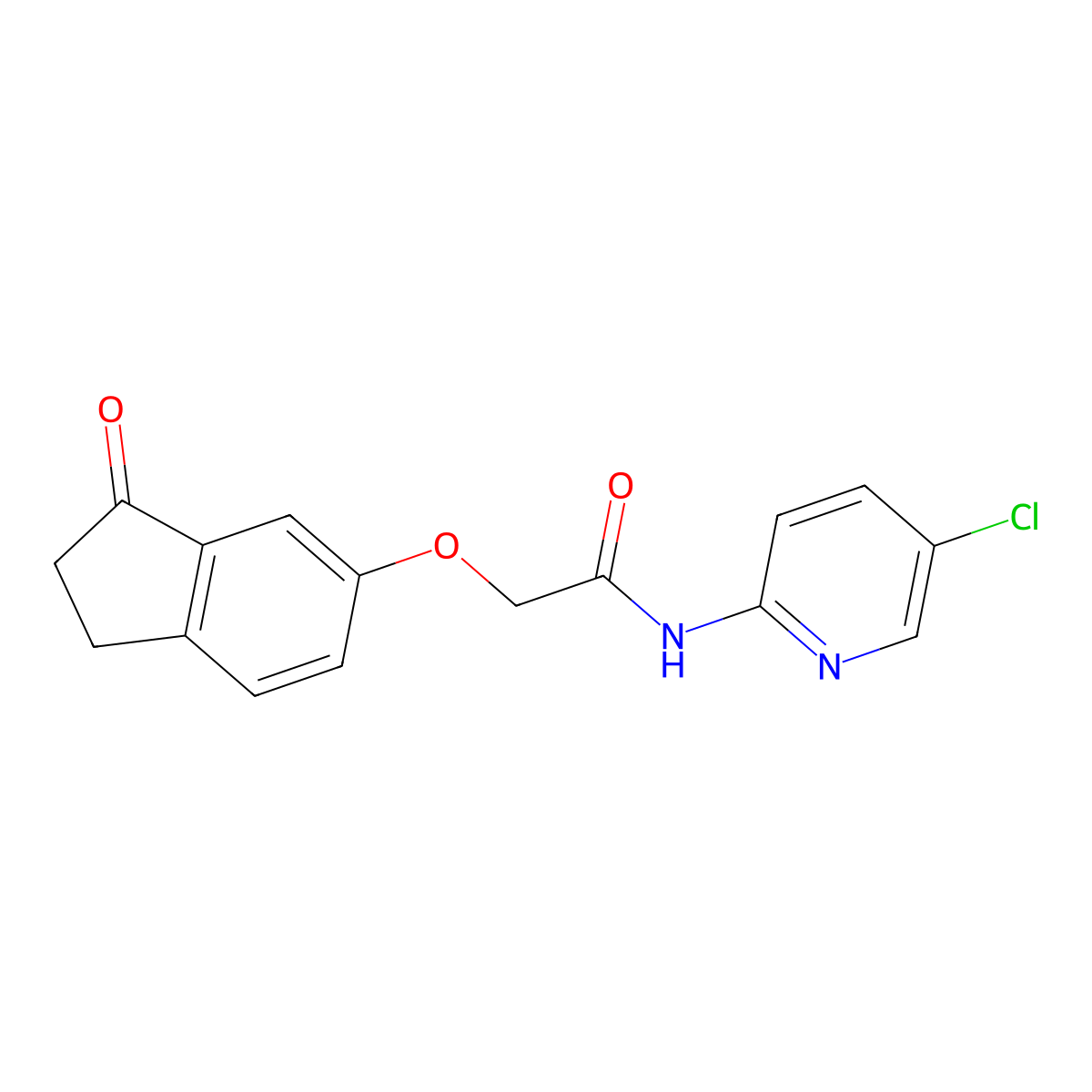 N-(5-chloropyridin-2-yl)-2-((3-oxo-2,3-dihydro-1H-inden-5-yl)oxy)acetamide molecular structure, CAS 1203086-26-3