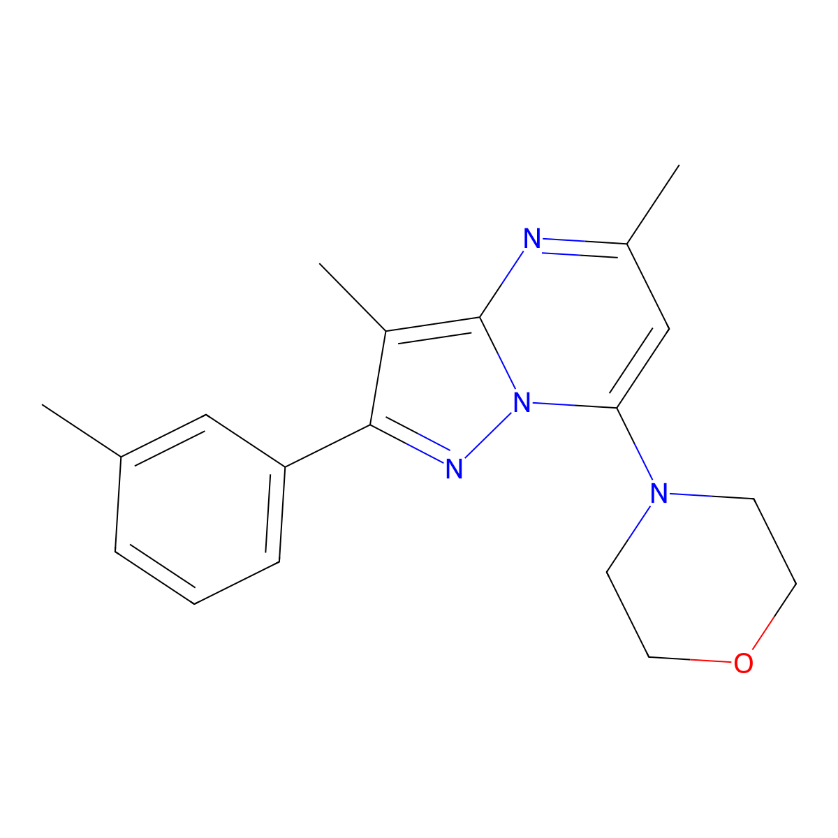 3,5-Dimethyl-2-(3-methylphenyl)-7-morpholin-4-ylpyrazolo[1,5-a]pyrimidine molecular structure, CAS 1203086-57-0