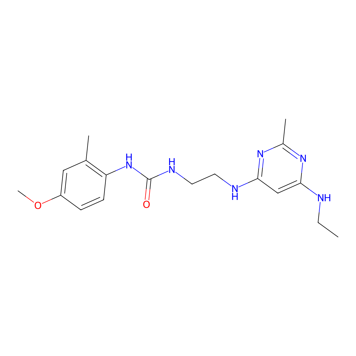 1-(2-((6-(Ethylamino)-2-methylpyrimidin-4-yl)amino)ethyl)-3-(4-methoxy-2-methylphenyl)urea molecular structure, CAS 1203086-64-9