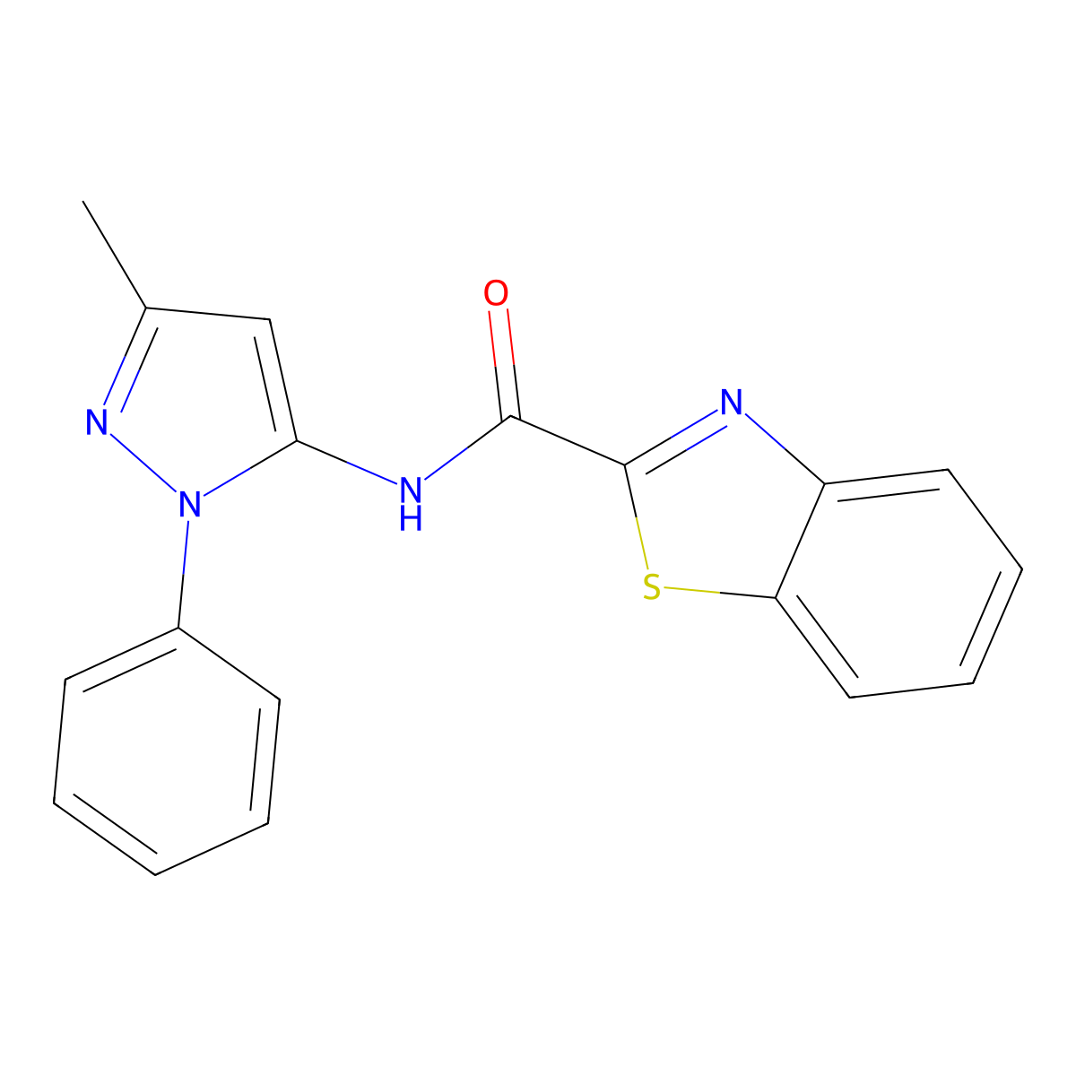 N-(3-methyl-1-phenyl-1H-pyrazol-5-yl)benzo[d]thiazole-2-carboxamide molecular structure, CAS 1203087-32-4