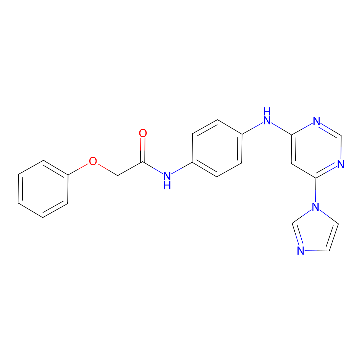 N-(4-((6-(1H-imidazol-1-yl)pyrimidin-4-yl)amino)phenyl)-2-phenoxyacetamide molecular structure, CAS 1203087-94-8