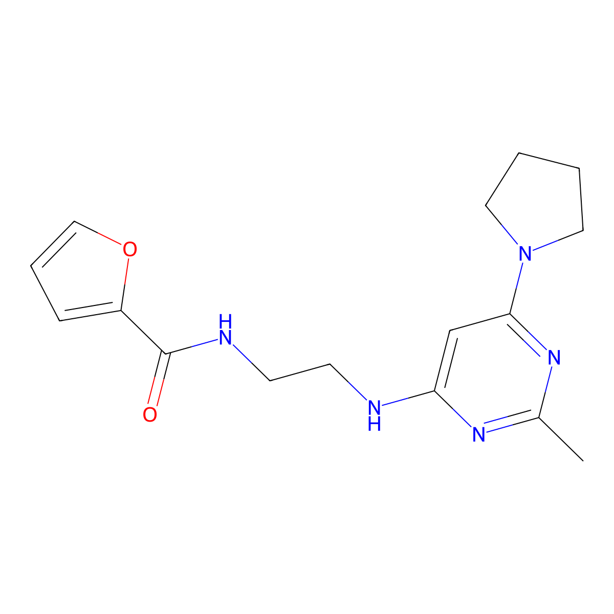 N-(2-{[2-methyl-6-(pyrrolidin-1-yl)pyrimidin-4-yl]amino}ethyl)furan-2-carboxamide molecular structure, CAS 1203088-02-1