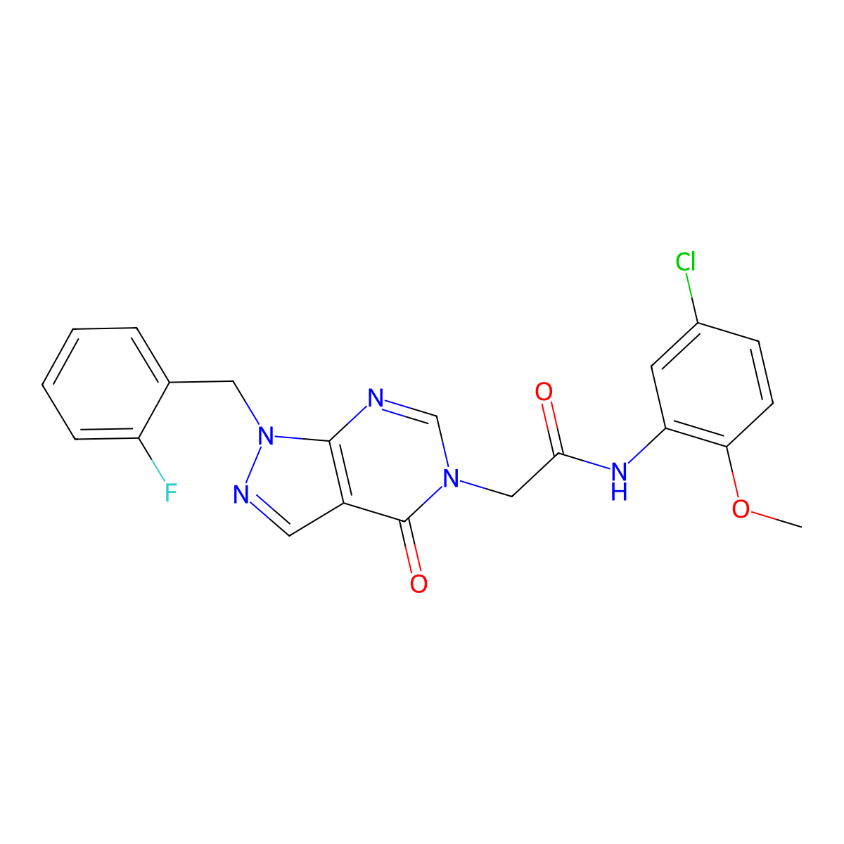 N-(5-chloro-2-methoxyphenyl)-2-(1-(2-fluorobenzyl)-4-oxo-1H-pyrazolo[3,4-d]pyrimidin-5(4H)-yl)acetamide molecular structure, CAS 1203088-04-3