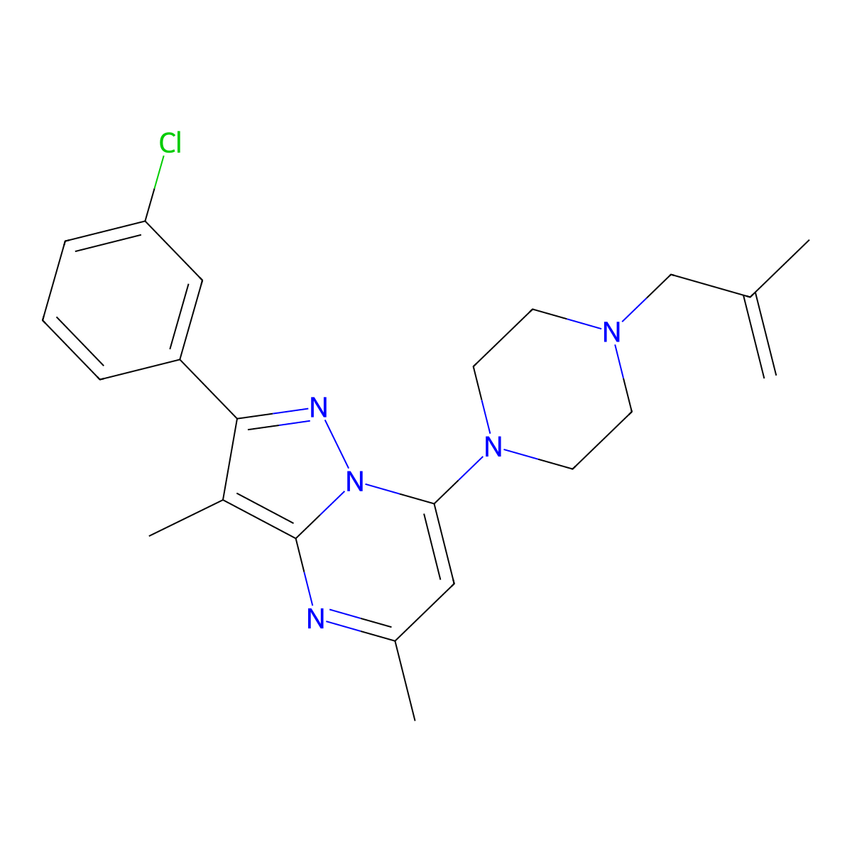 1-[2-(3-Chlorophenyl)-3,5-dimethylpyrazolo[1,5-a]pyrimidin-7-yl]-4-(2-methylprop-2-en-1-yl)piperazine molecular structure, CAS 1203089-10-4