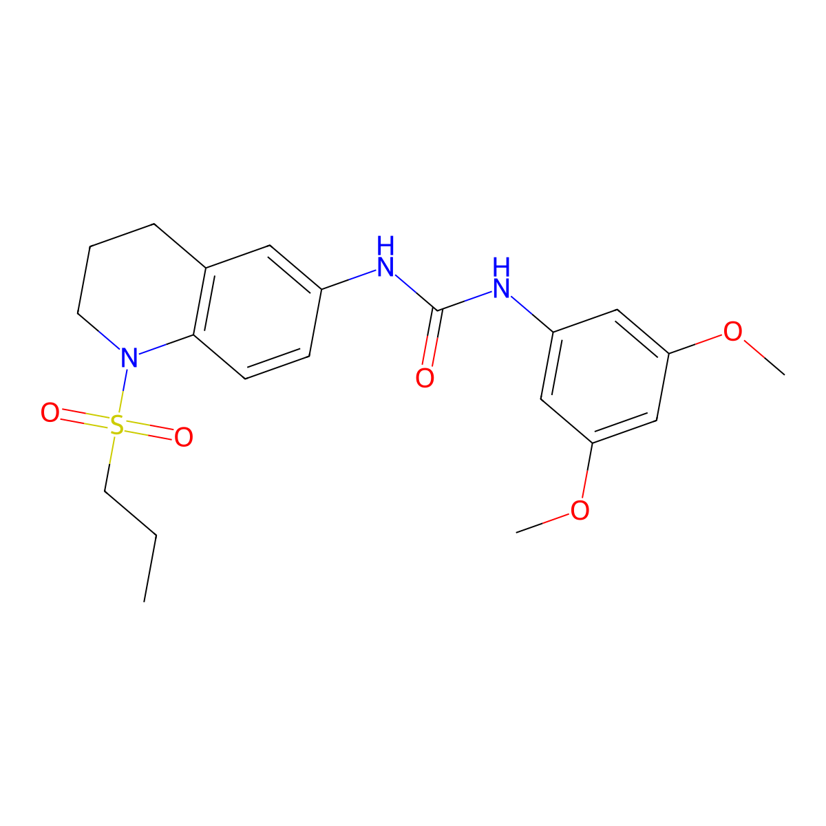 1-(3,5-Dimethoxyphenyl)-3-(1-(propylsulfonyl)-1,2,3,4-tetrahydroquinolin-6-yl)urea molecular structure, CAS 1203089-30-8