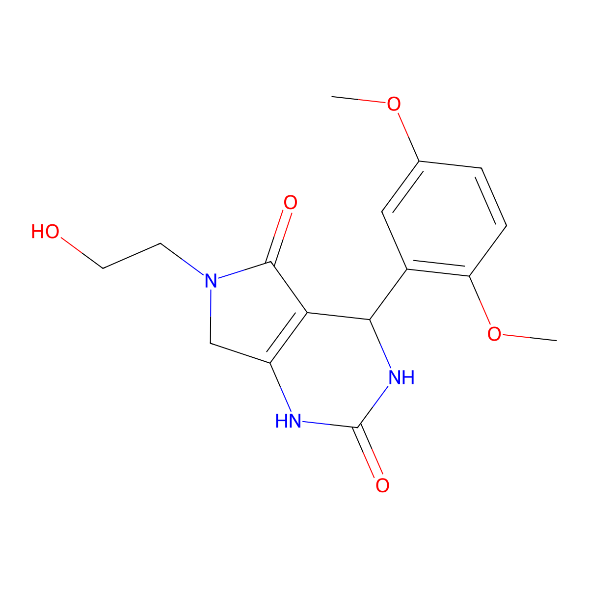 4-(2,5-dimethoxyphenyl)-6-(2-hydroxyethyl)-3,4,6,7-tetrahydro-1H-pyrrolo[3,4-d]pyrimidine-2,5-dione molecular structure, CAS 1203089-32-0