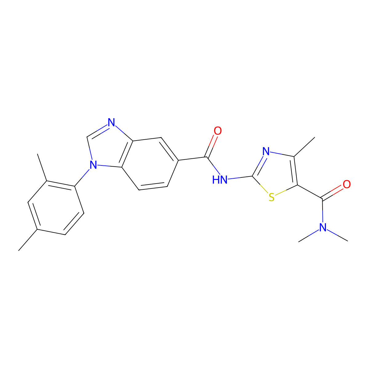 2-(1-(2,4-dimethylphenyl)-1H-benzo[d]imidazole-5-carboxamido)-N,N,4-trimethylthiazole-5-carboxamide molecular structure, CAS 1203090-57-6
