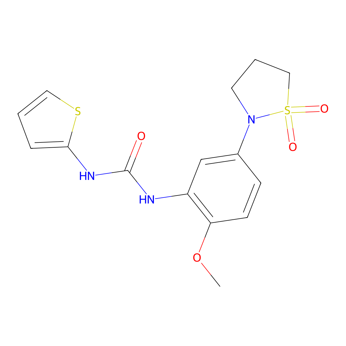 1-(5-(1,1-Dioxidoisothiazolidin-2-yl)-2-methoxyphenyl)-3-(thiophen-2-yl)urea molecular structure, CAS 1203093-76-8