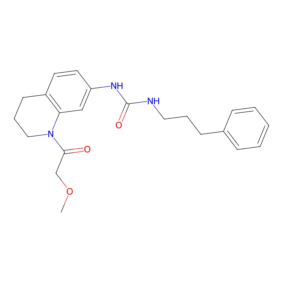 1-(1-(2-Methoxyacetyl)-1,2,3,4-tetrahydroquinolin-7-yl)-3-(3-phenylpropyl)urea molecular structure, CAS 1203094-45-4