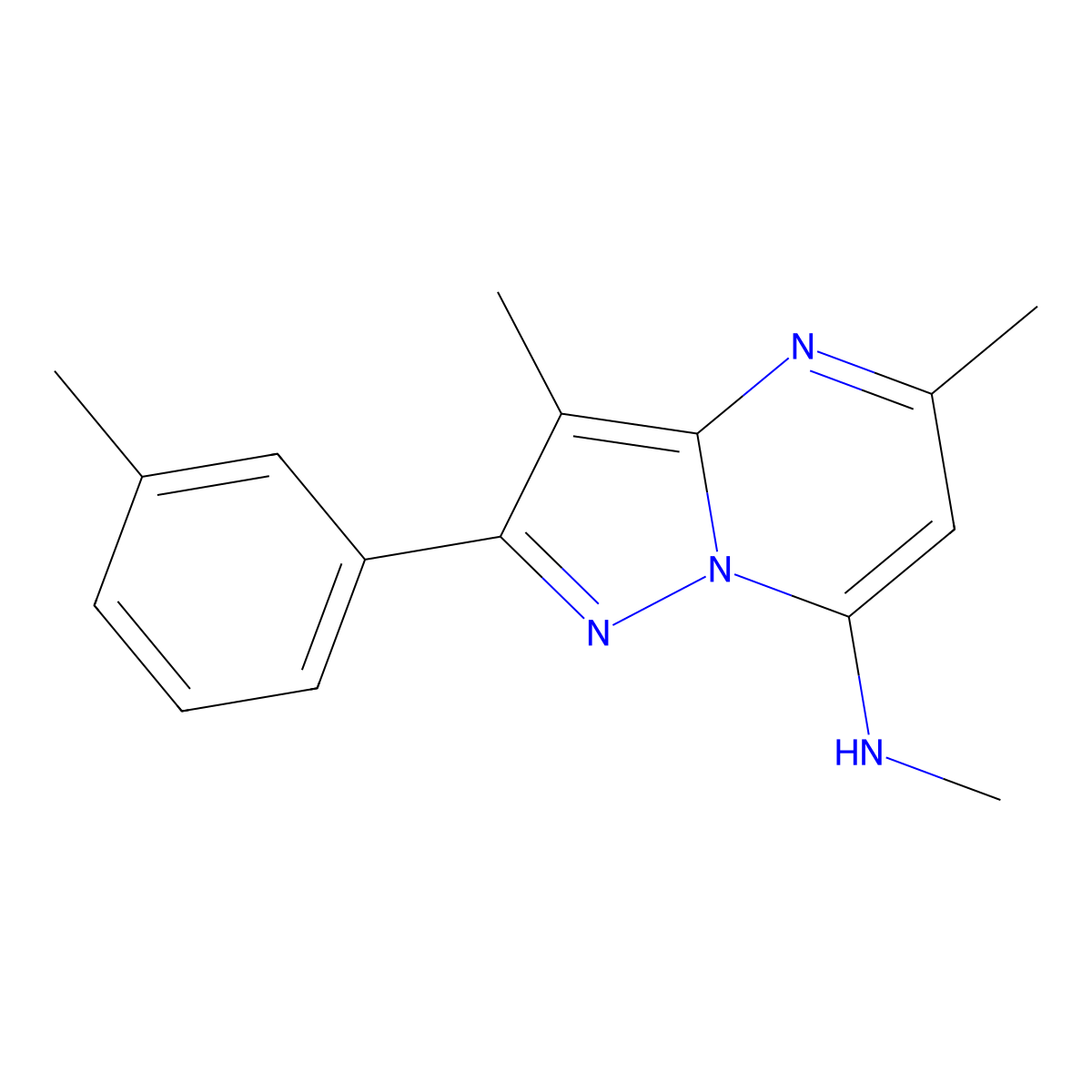 N,3,5-trimethyl-2-(3-methylphenyl)pyrazolo[1,5-a]pyrimidin-7-amine molecular structure, CAS 1203094-67-0