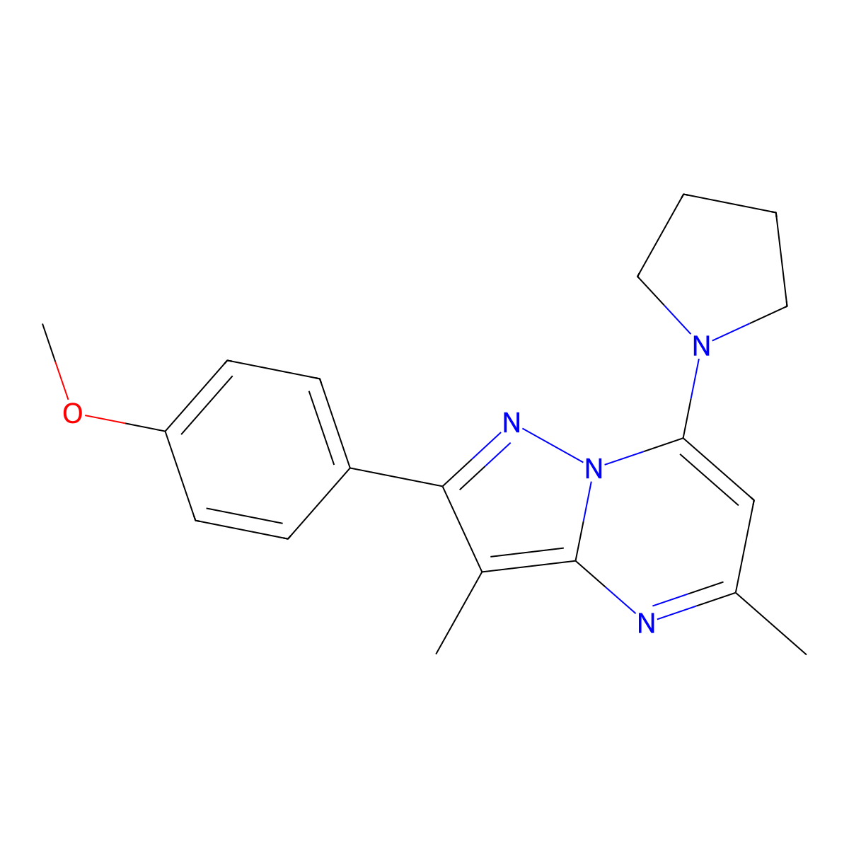 1-[2-(4-Methoxyphenyl)-3,5-dimethylpyrazolo[1,5-a]pyrimidin-7-yl]pyrrolidine molecular structure, CAS 1203094-82-9