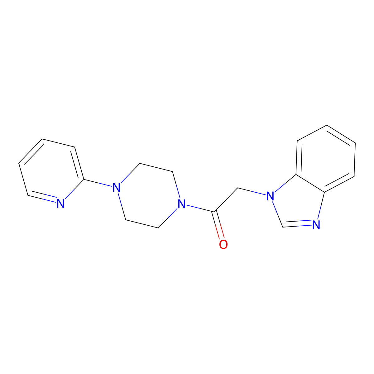 2-(1H-benzo[d]imidazol-1-yl)-1-(4-(pyridin-2-yl)piperazin-1-yl)ethanone molecular structure, CAS 1203095-37-7