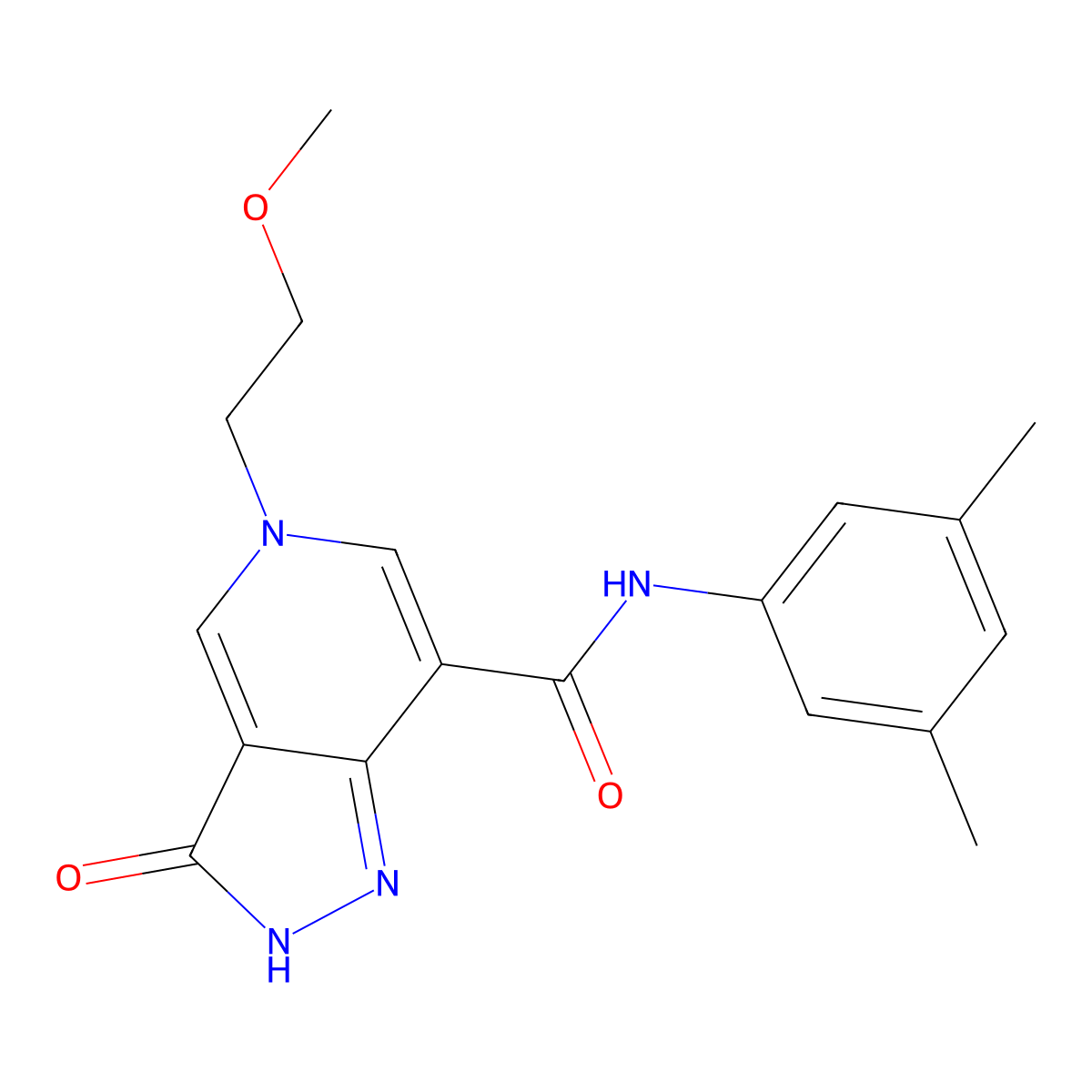 N-(3,5-dimethylphenyl)-5-(2-methoxyethyl)-3-oxo-3,5-dihydro-2H-pyrazolo[4,3-c]pyridine-7-carboxamide molecular structure, CAS 1203096-08-5