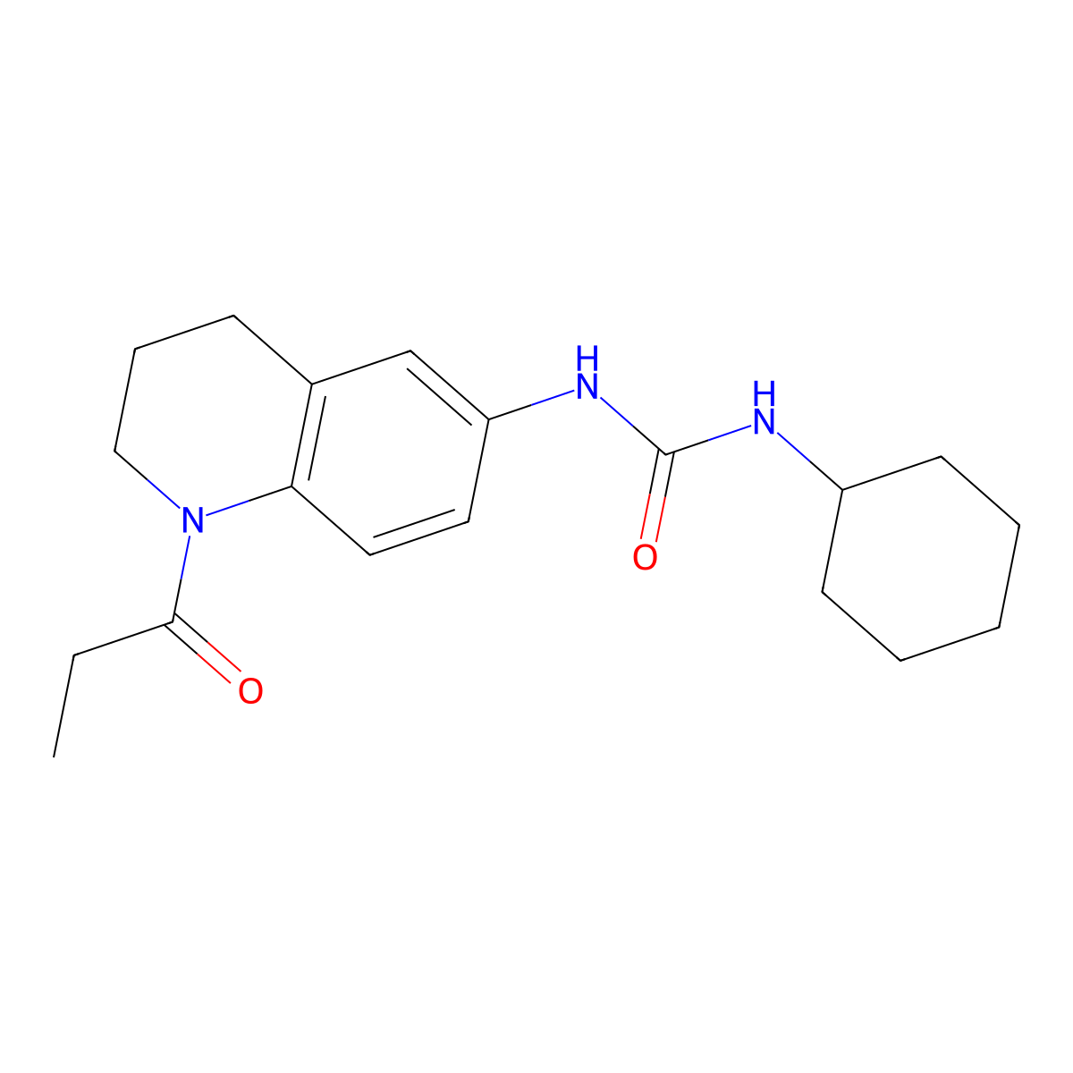 1-Cyclohexyl-3-(1-propionyl-1,2,3,4-tetrahydroquinolin-6-yl)urea molecular structure, CAS 1203097-40-8