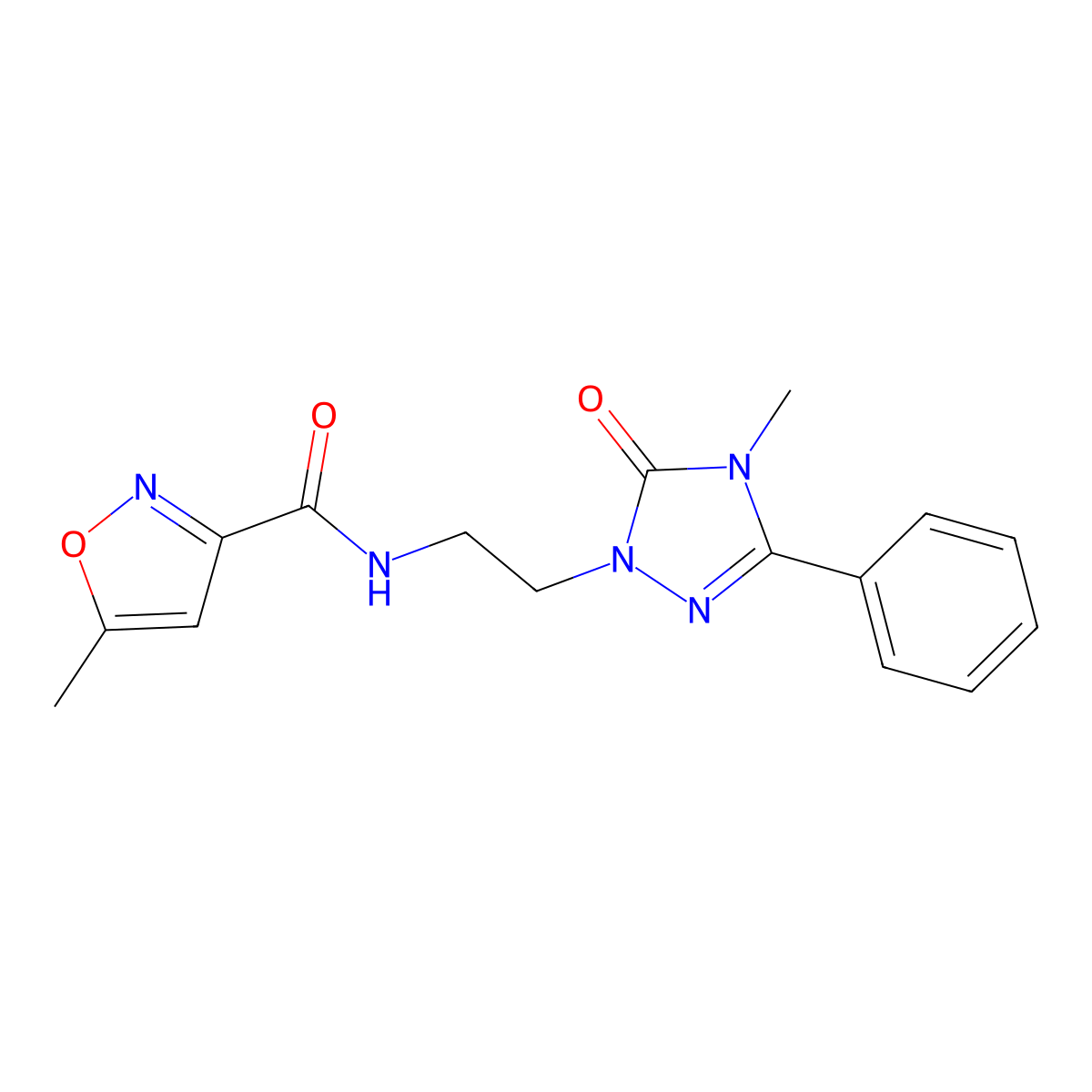 5-methyl-N-(2-(4-methyl-5-oxo-3-phenyl-4,5-dihydro-1H-1,2,4-triazol-1-yl)ethyl)isoxazole-3-carboxamide molecular structure, CAS 1203097-46-4