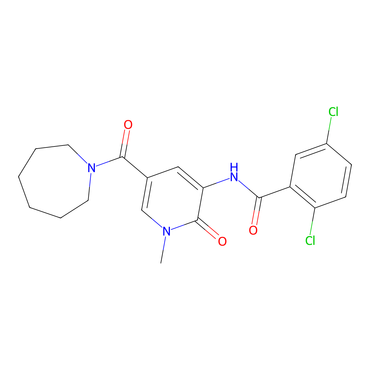 N-[5-(azepane-1-carbonyl)-1-methyl-2-oxo-1,2-dihydropyridin-3-yl]-2,5-dichlorobenzamide molecular structure, CAS 1203099-35-7