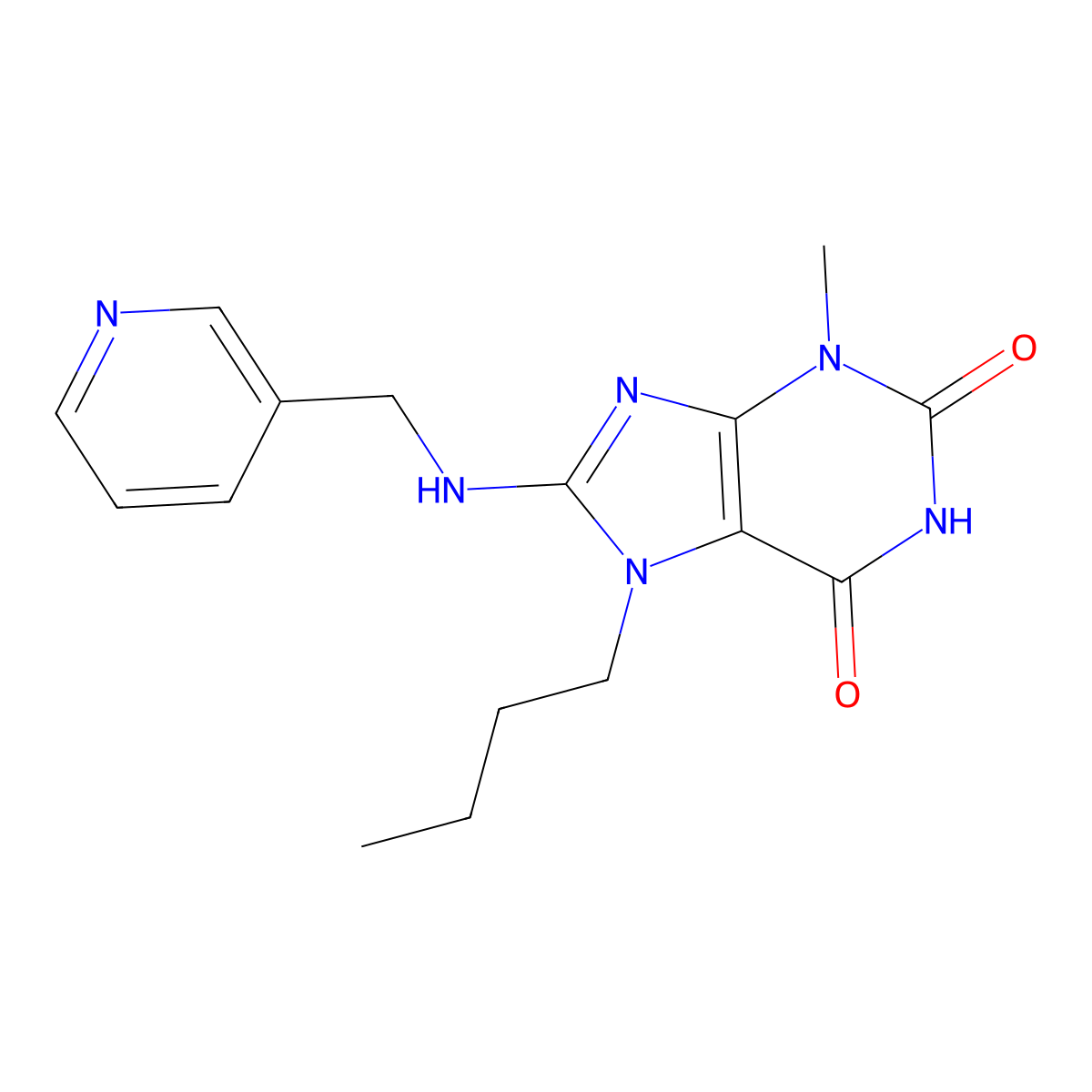 7-butyl-3-methyl-8-((pyridin-3-ylmethyl)amino)-1H-purine-2,6(3H,7H)-dione molecular structure, CAS 1203099-55-1