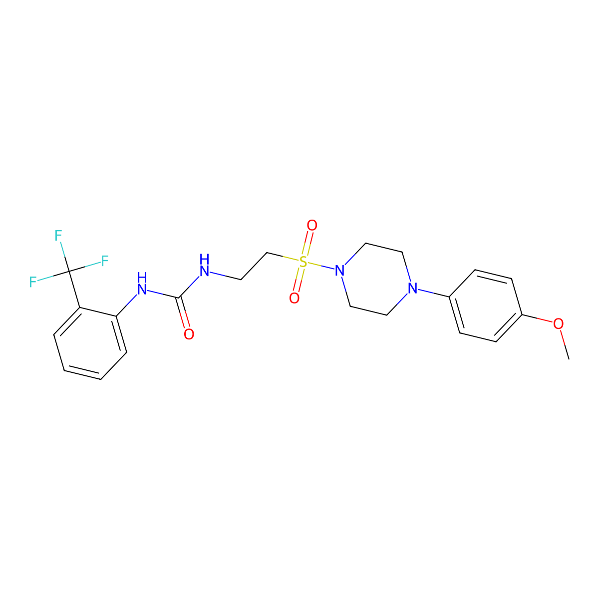 1-(2-((4-(4-Methoxyphenyl)piperazin-1-yl)sulfonyl)ethyl)-3-(2-(trifluoromethyl)phenyl)urea molecular structure, CAS 1203099-93-7