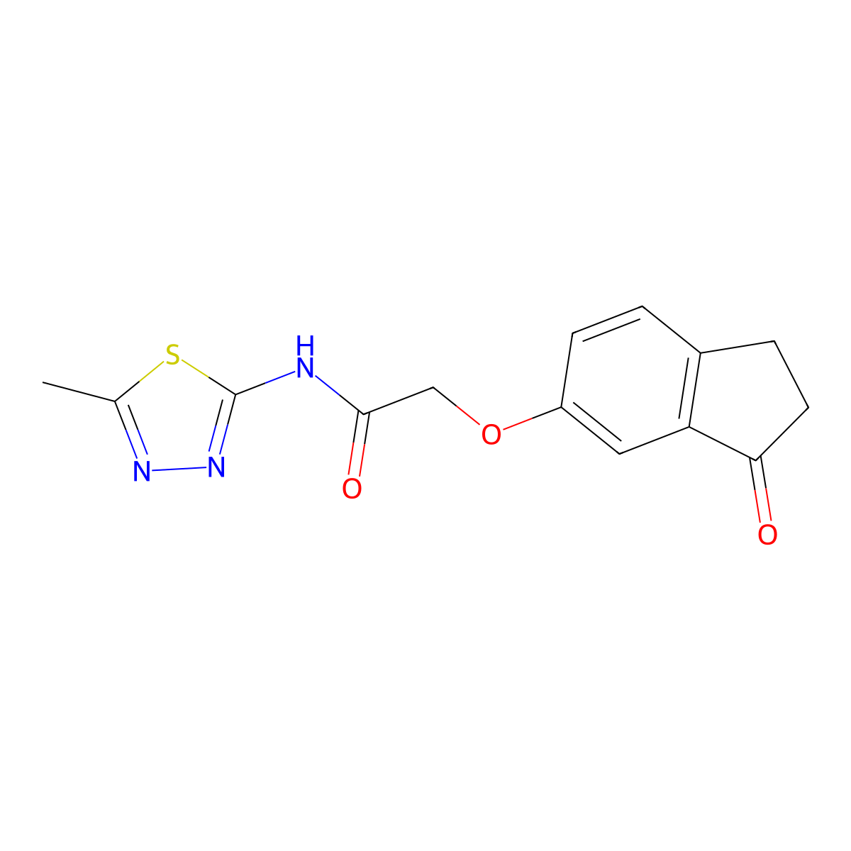 N-(5-methyl-1,3,4-thiadiazol-2-yl)-2-[(3-oxo-2,3-dihydro-1H-inden-5-yl)oxy]acetamide molecular structure, CAS 1203101-76-1