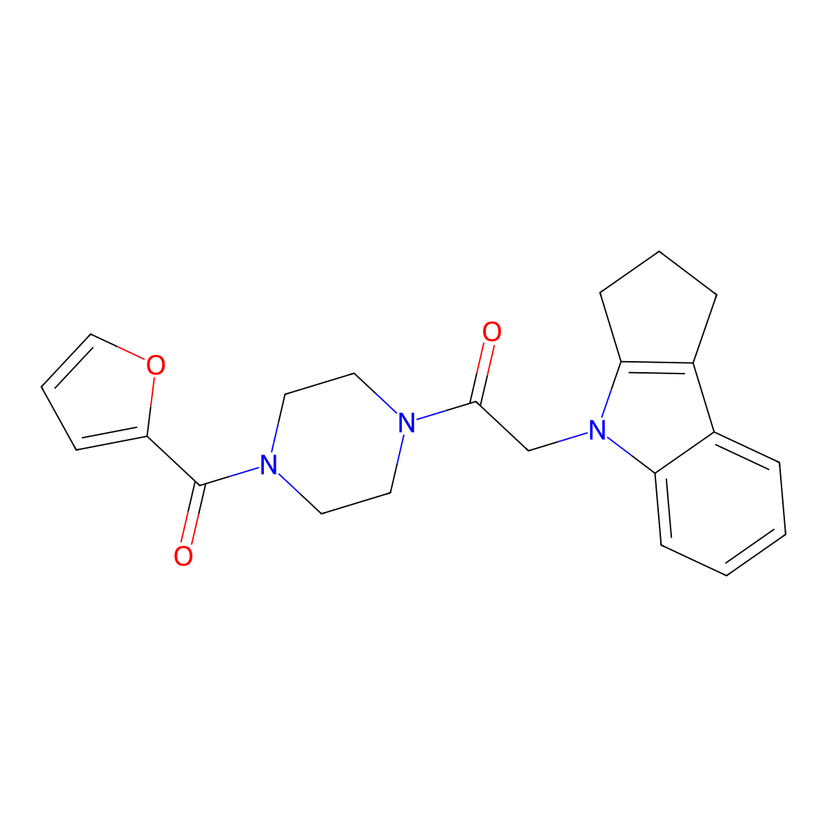 2-(2,3-dihydrocyclopenta[b]indol-4(1H)-yl)-1-(4-(furan-2-carbonyl)piperazin-1-yl)ethanone molecular structure, CAS 1203103-63-2