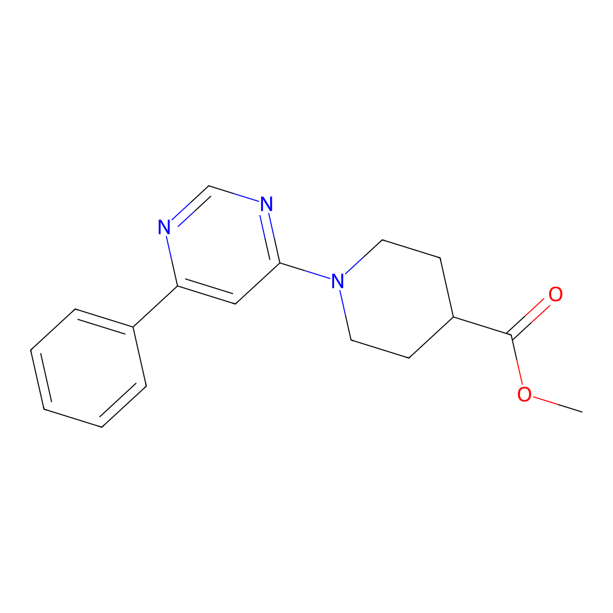 Methyl 1-(6-phenylpyrimidin-4-yl)piperidine-4-carboxylate molecular structure, CAS 1203103-67-6