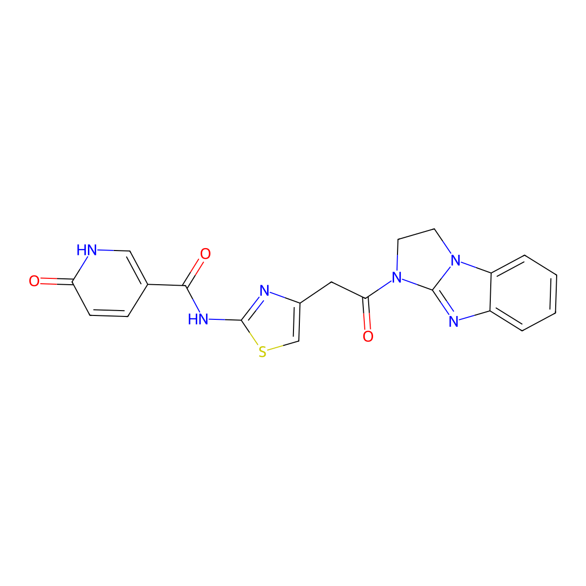 N-(4-(2-(2,3-dihydro-1H-benzo[d]imidazo[1,2-a]imidazol-1-yl)-2-oxoethyl)thiazol-2-yl)-6-oxo-1,6-dihydropyridine-3-carboxamide molecular structure, CAS 1203103-77-8