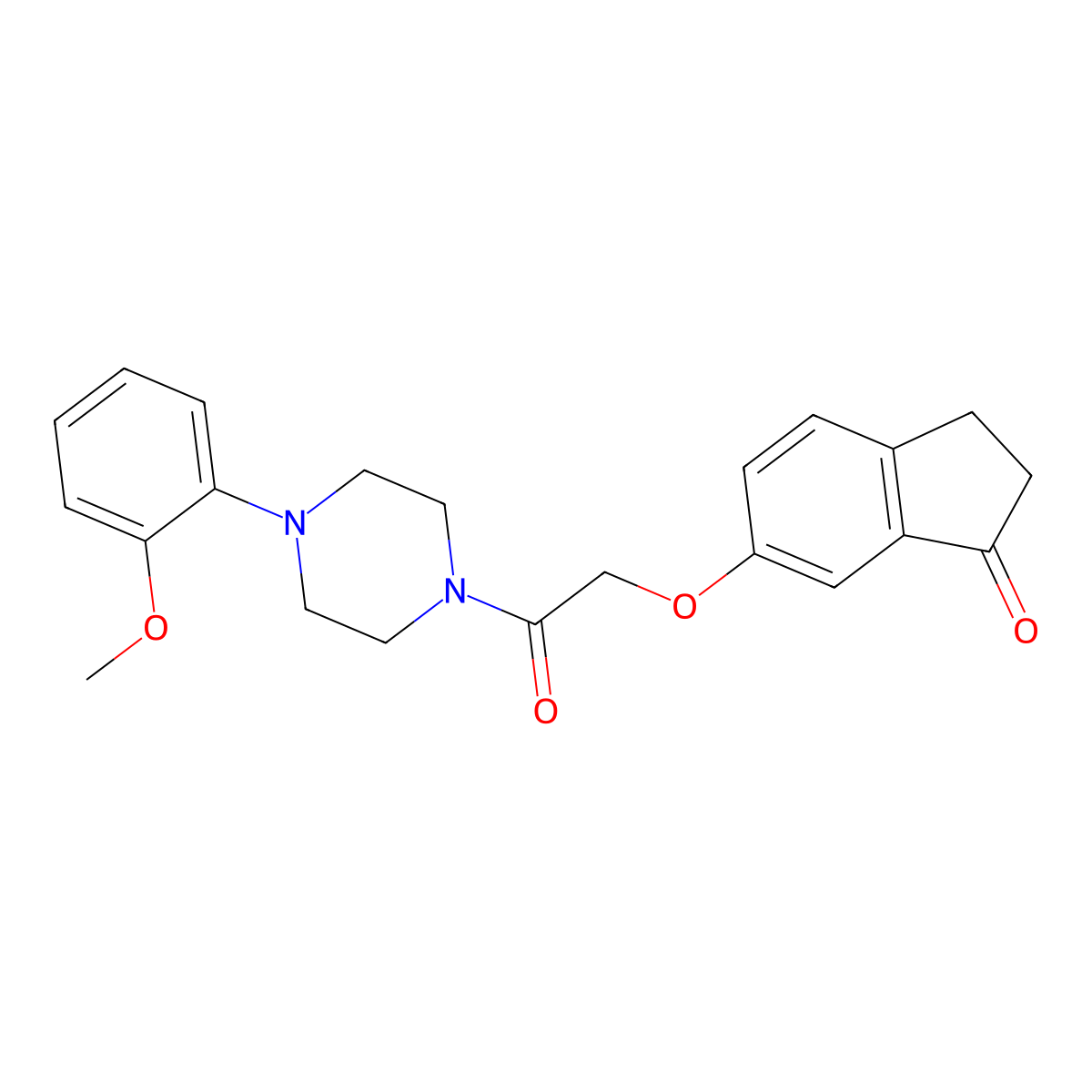 6-{2-[4-(2-methoxyphenyl)piperazin-1-yl]-2-oxoethoxy}-2,3-dihydro-1H-inden-1-one molecular structure, CAS 1203103-92-7